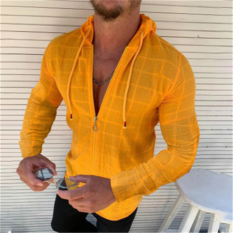 Casual Slim Fit Long Sleeve Shirt Hooded Cardigan 55 01