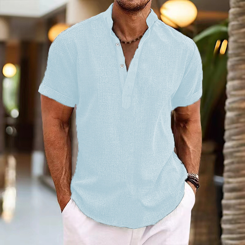 Striped jacquard casual loose short-sleeved shirt 47 01