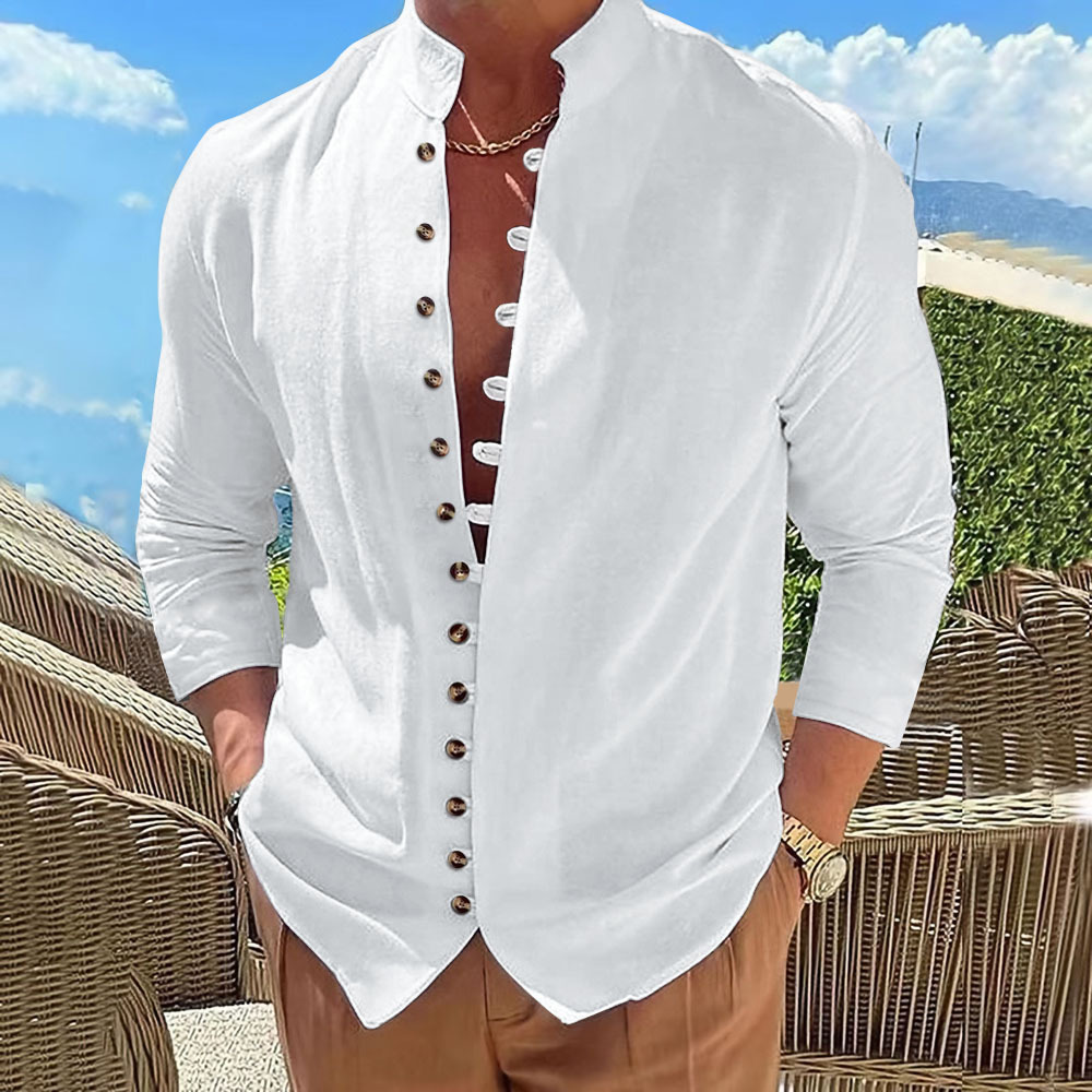 Men's autumn retro loose long-sleeved shirt 33