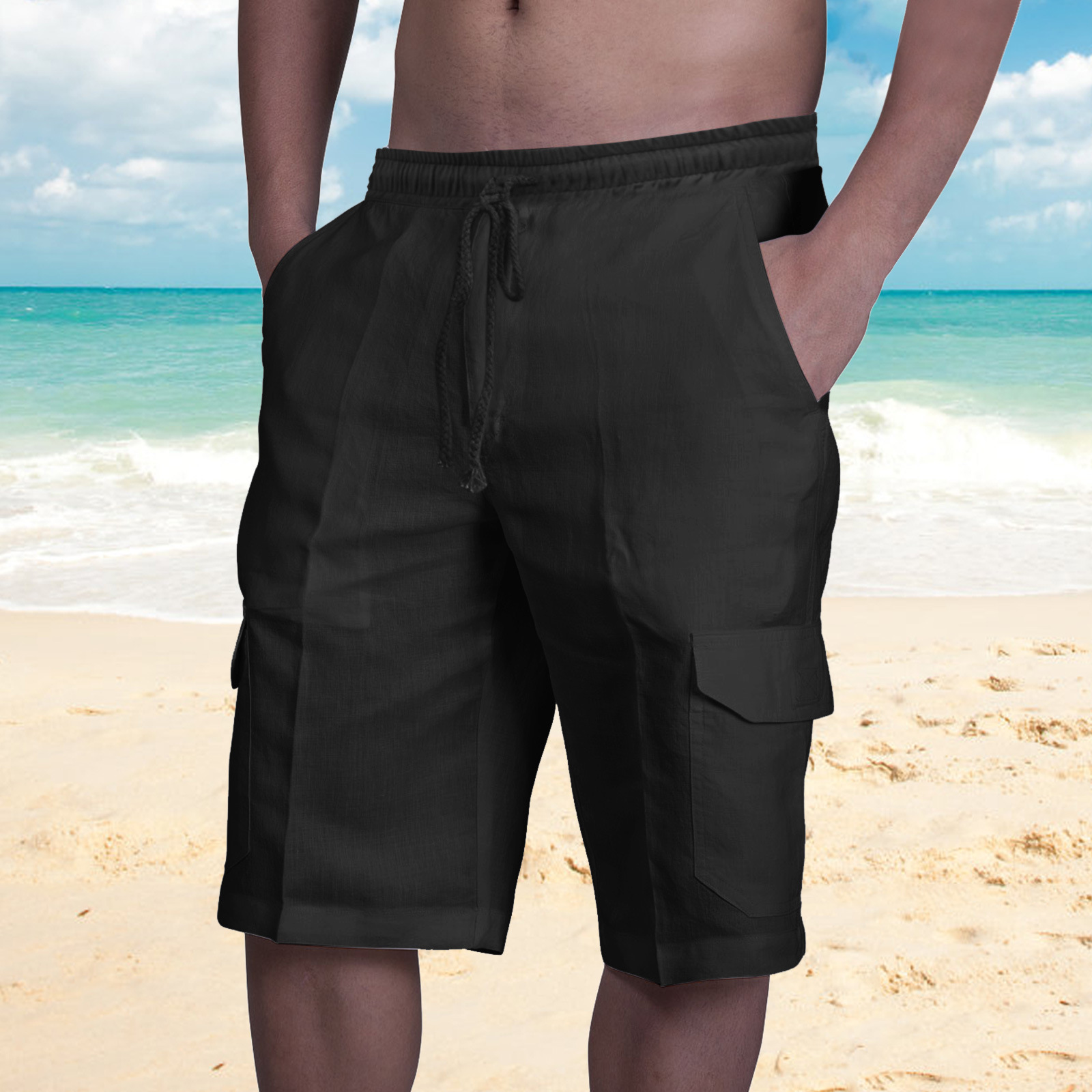 Men's Beach Overalls with Drawstring Pockets 24 01