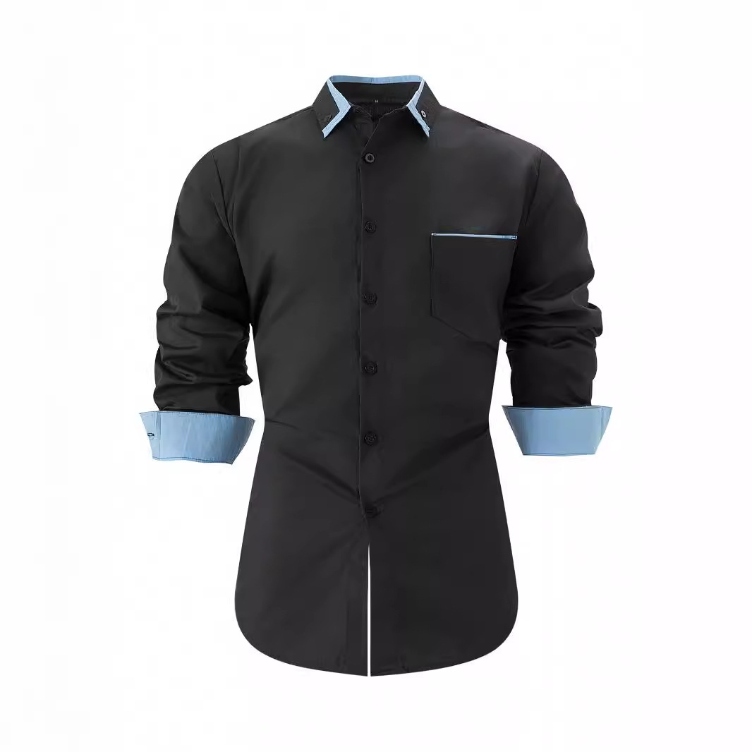 Men's business casual colorblock loose long-sleeved shirt 36 01