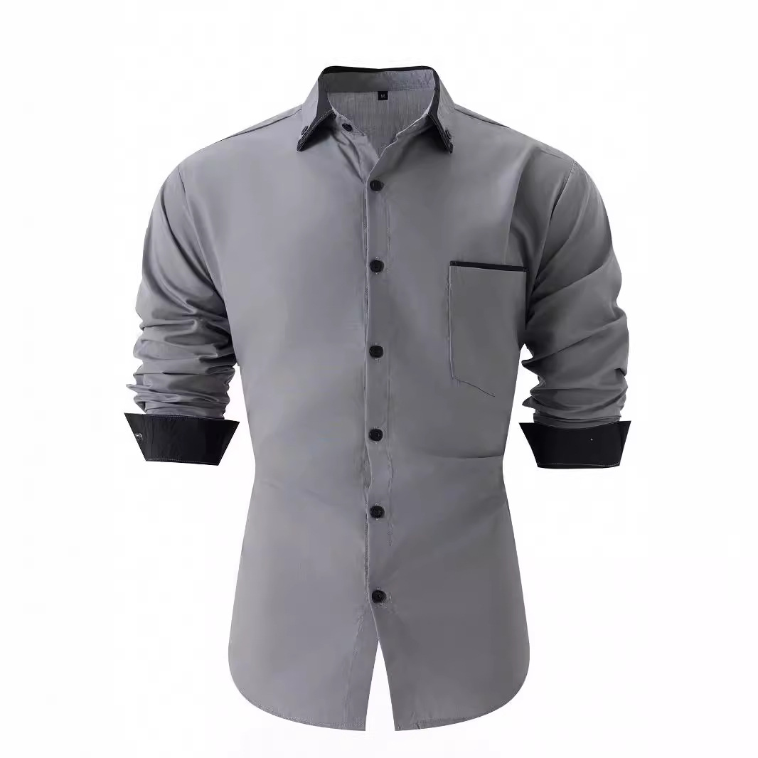 Men's business casual colorblock loose long-sleeved shirt 36 02