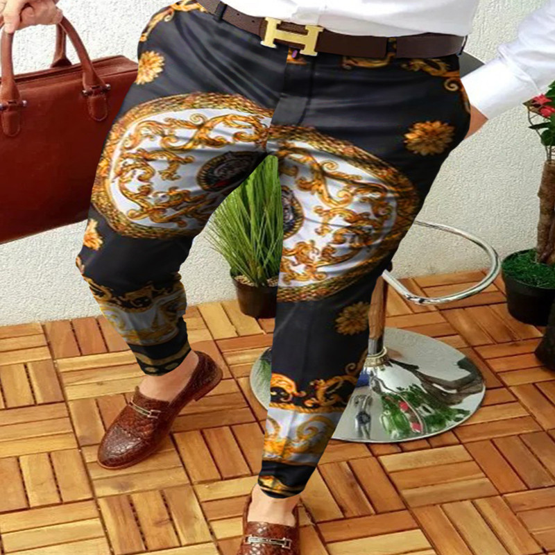 Men's business print casual trousers 20 02