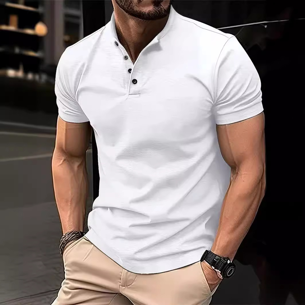 Men's Button Henley Sport Polo Shirt 57 02