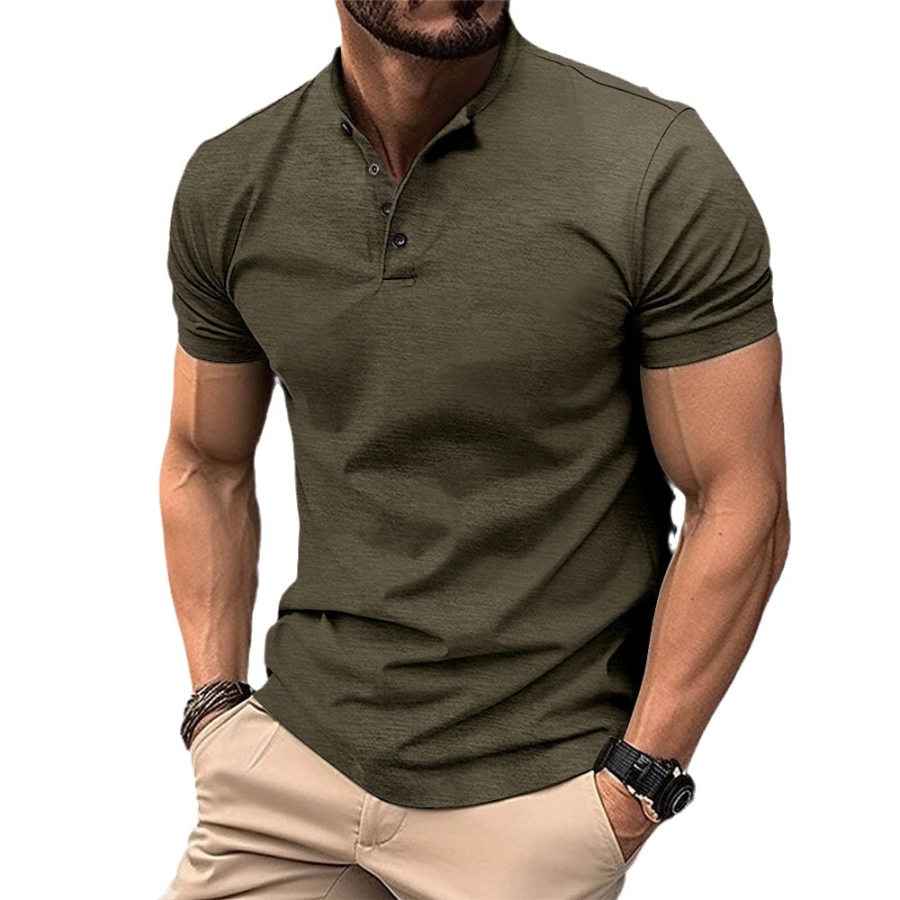 Men's Button Henley Sport Polo Shirt 57 01