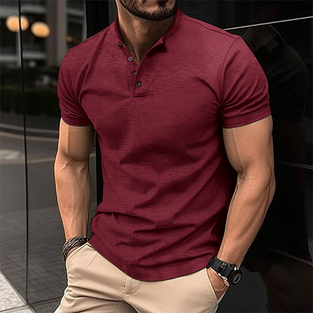 Men's Button Henley Sport Polo Shirt 57