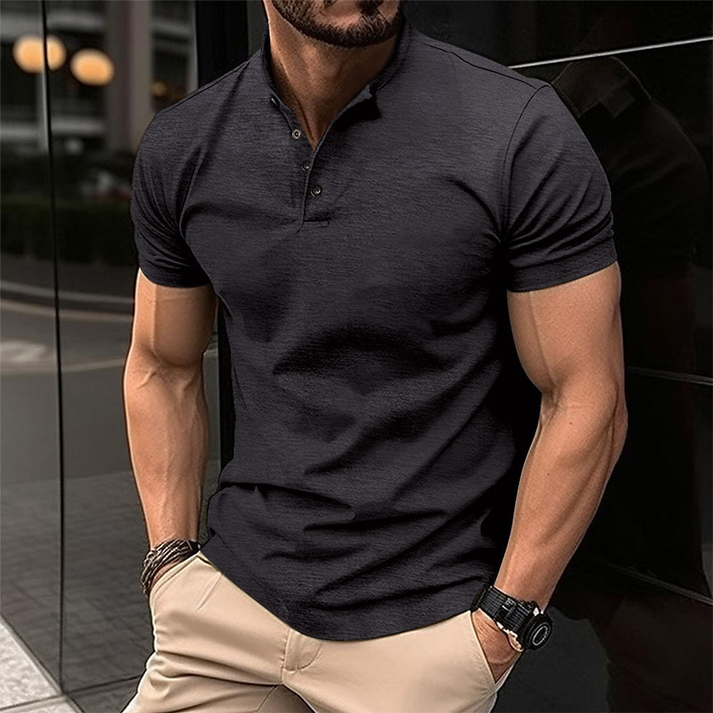 Men's Button Henley Sport Polo Shirt 57