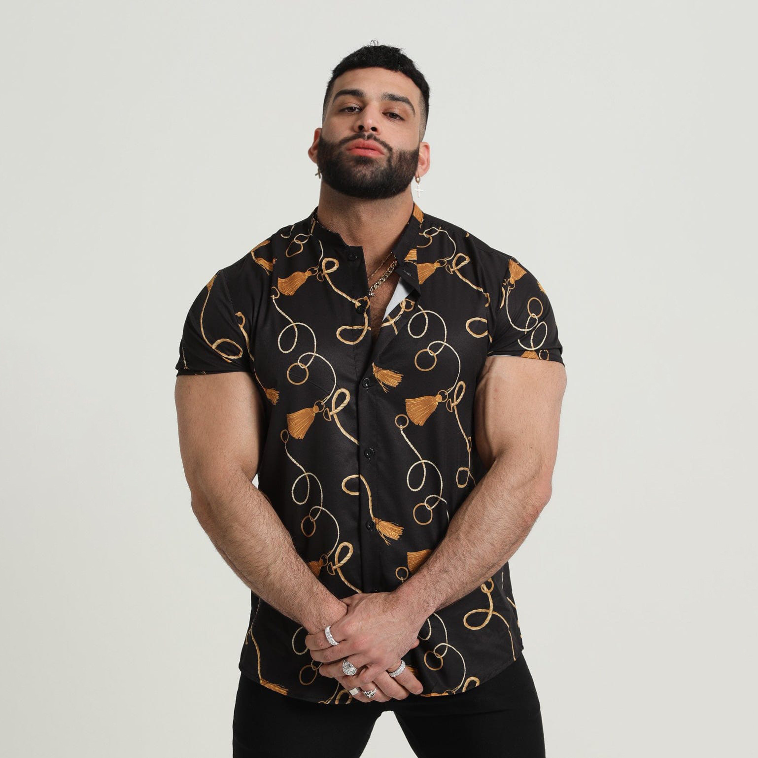 Men's Geometric 3D Printed Floral Short Sleeve Shirt 41 01
