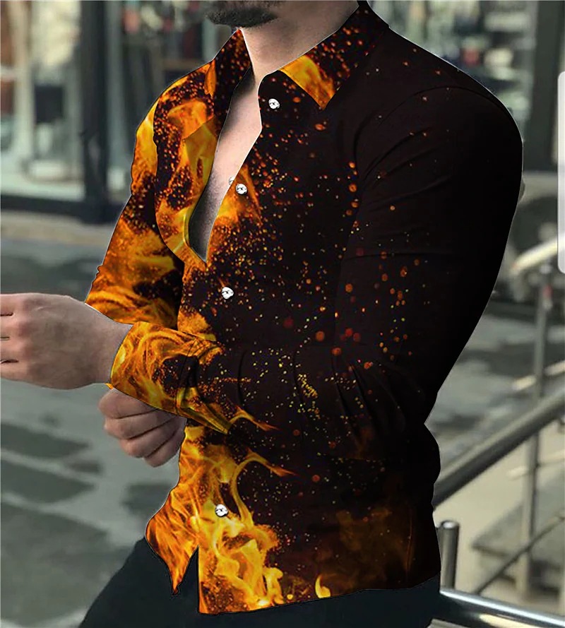 Men's long-sleeved printed colorblock casual cardigan 31