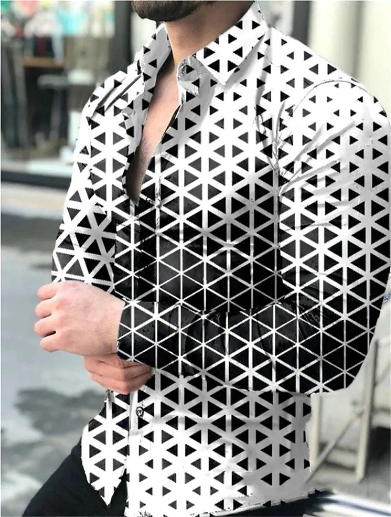 Men's long-sleeved printed colorblock casual cardigan 31