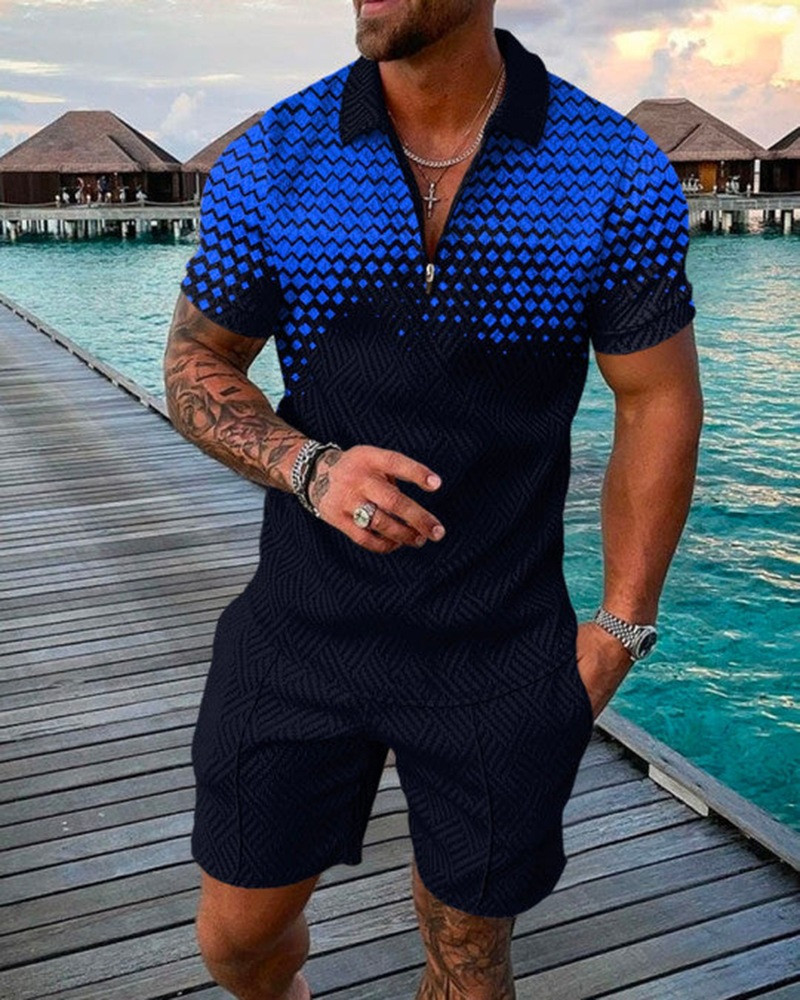 Men's new casual lapel shirt short sleeve suit 11