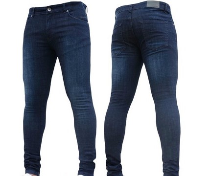Men's new solid color skinny jeans 18 01