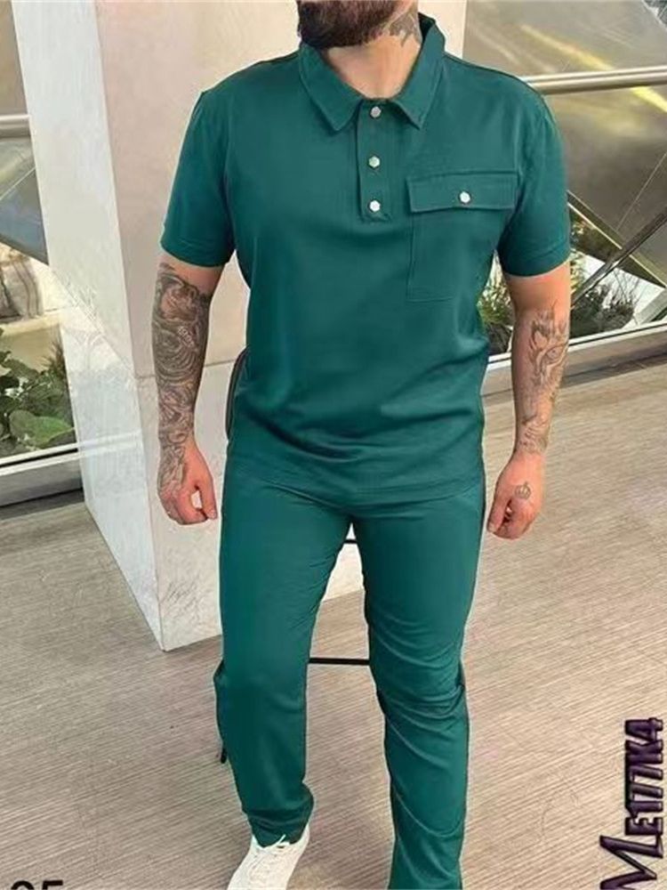 Men's pocket casual trendy sports suit 9 02