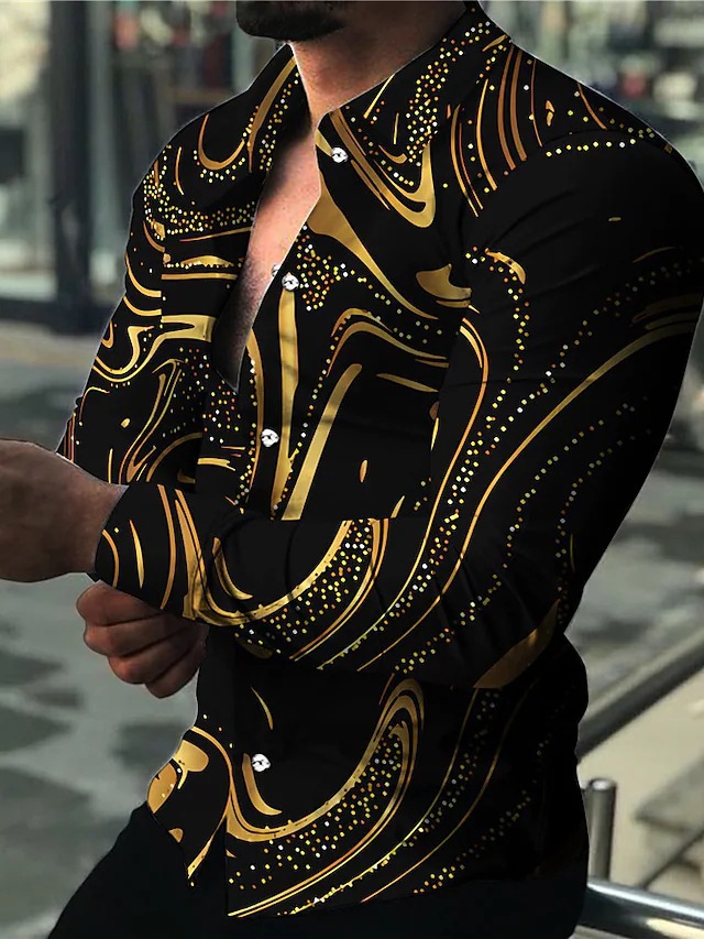 Men's Printed Button-Down Long Sleeve Shirt Holiday Fashion 28 02