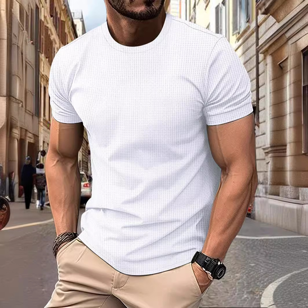 Men's round neck mesh ice silk short sleeve T-shirt 52 02