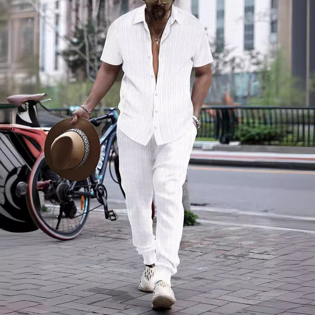 Men's shirt, casual loose short-sleeved trousers, beachwear 8
