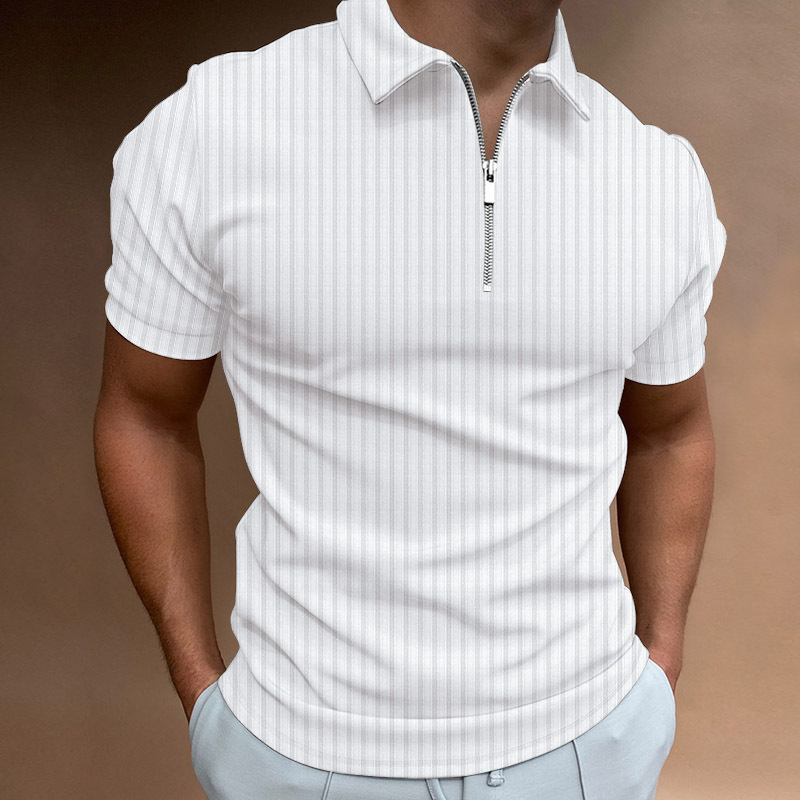 POLO shirt zipper striped men's polo shirt T-shirt 64