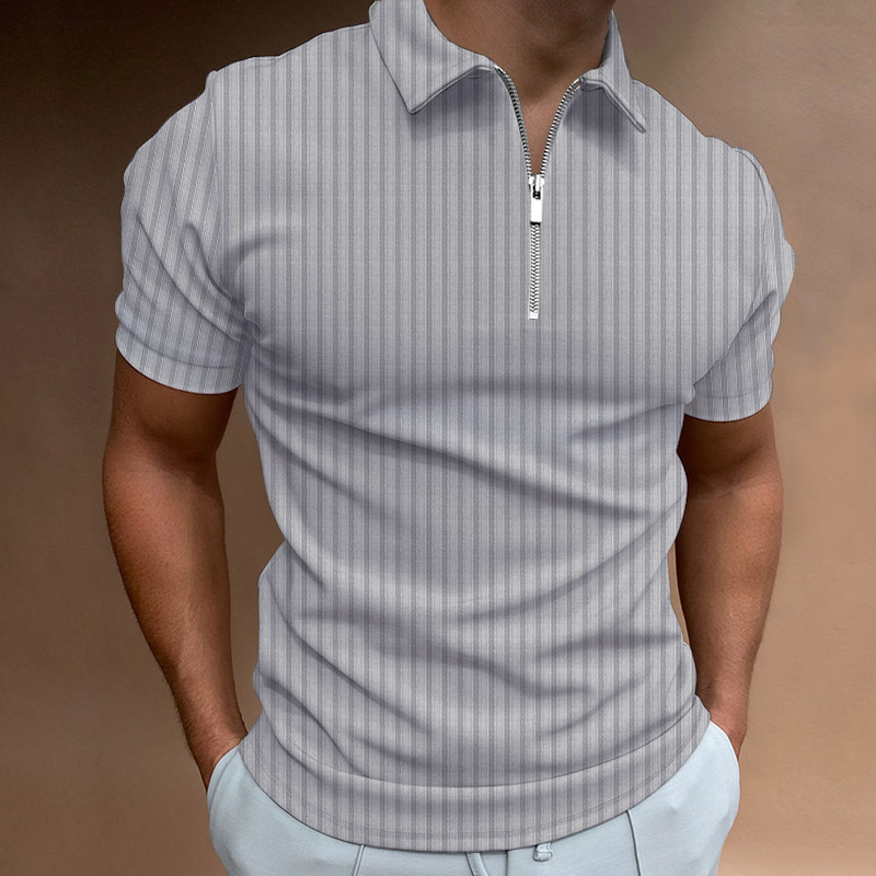 POLO shirt zipper striped men's polo shirt T-shirt 64 01