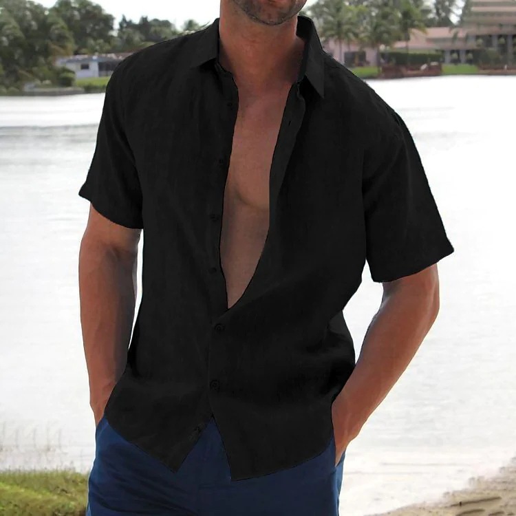 Popular lapel knitted slim fit short-sleeved shirt 42