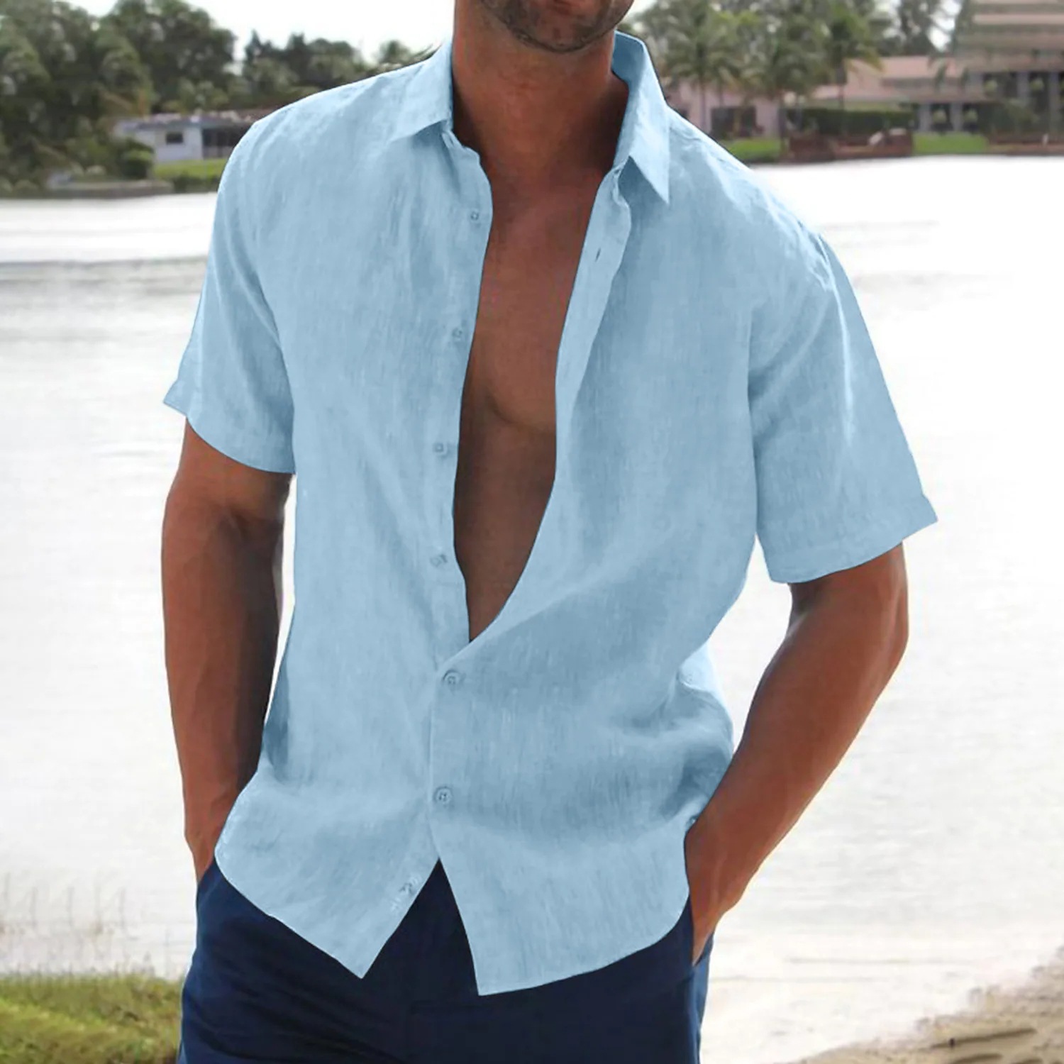 Popular lapel knitted slim fit short-sleeved shirt 42 01