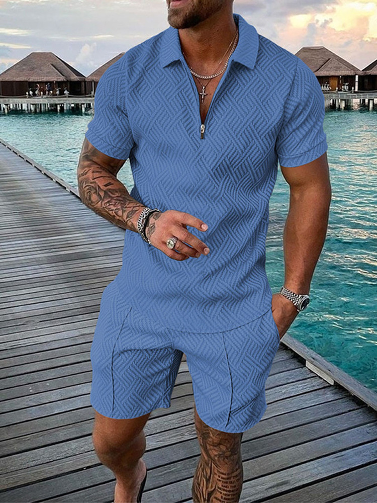 Printed suit lapel short-sleeved pullover casual men's wear 15 01