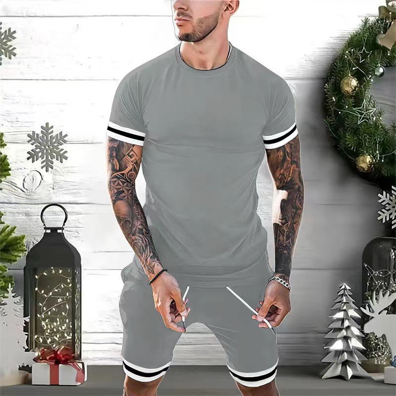 Short-sleeved shorts two-piece sports casual youth suit 12