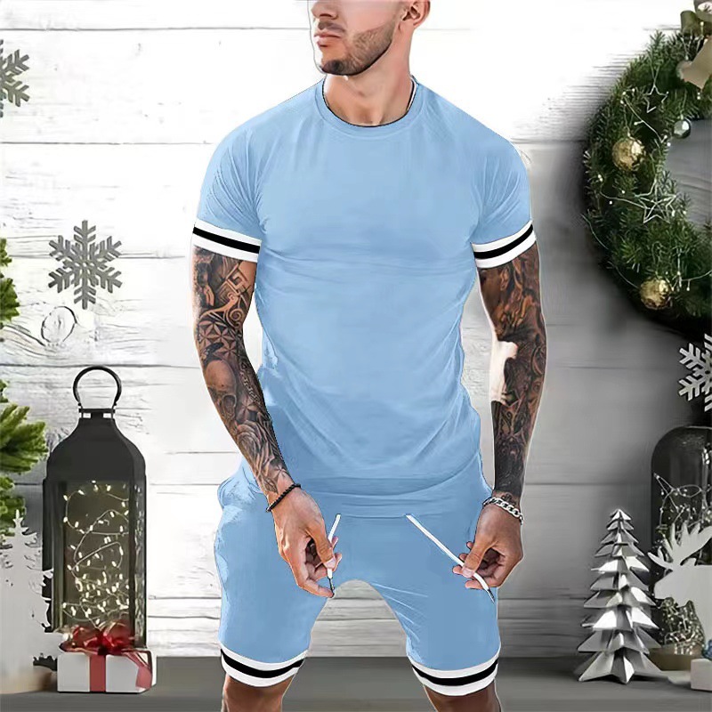 Short-sleeved shorts two-piece sports casual youth suit 12 01