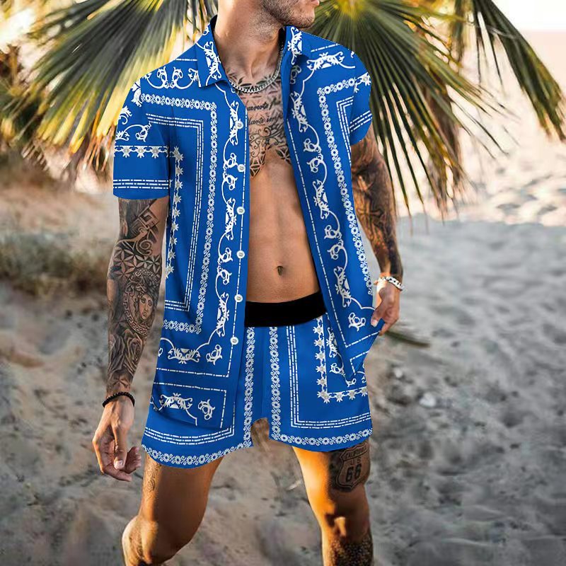 Summer beach loose short-sleeved shirt casual suit 5