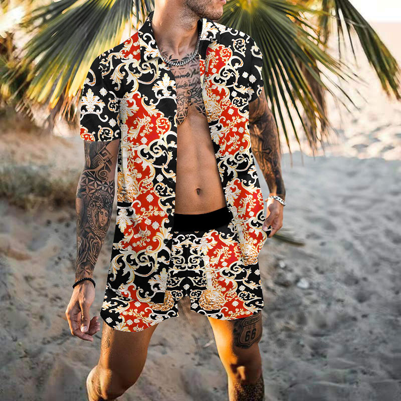 Summer beach loose short-sleeved shirt casual suit 5 02