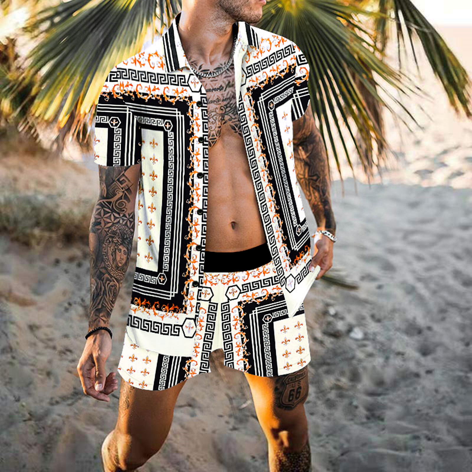 Summer beach loose short-sleeved shirt casual suit 5