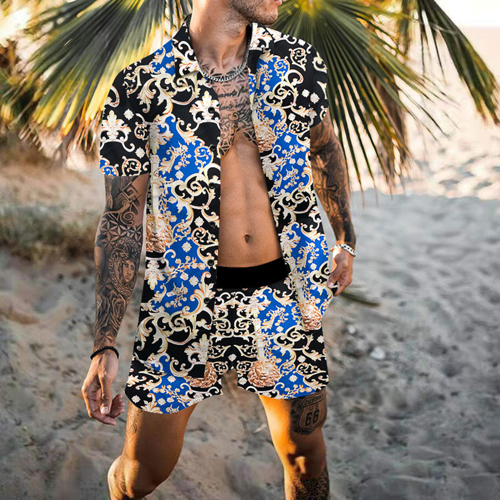 Summer beach loose short-sleeved shirt casual suit 5 01